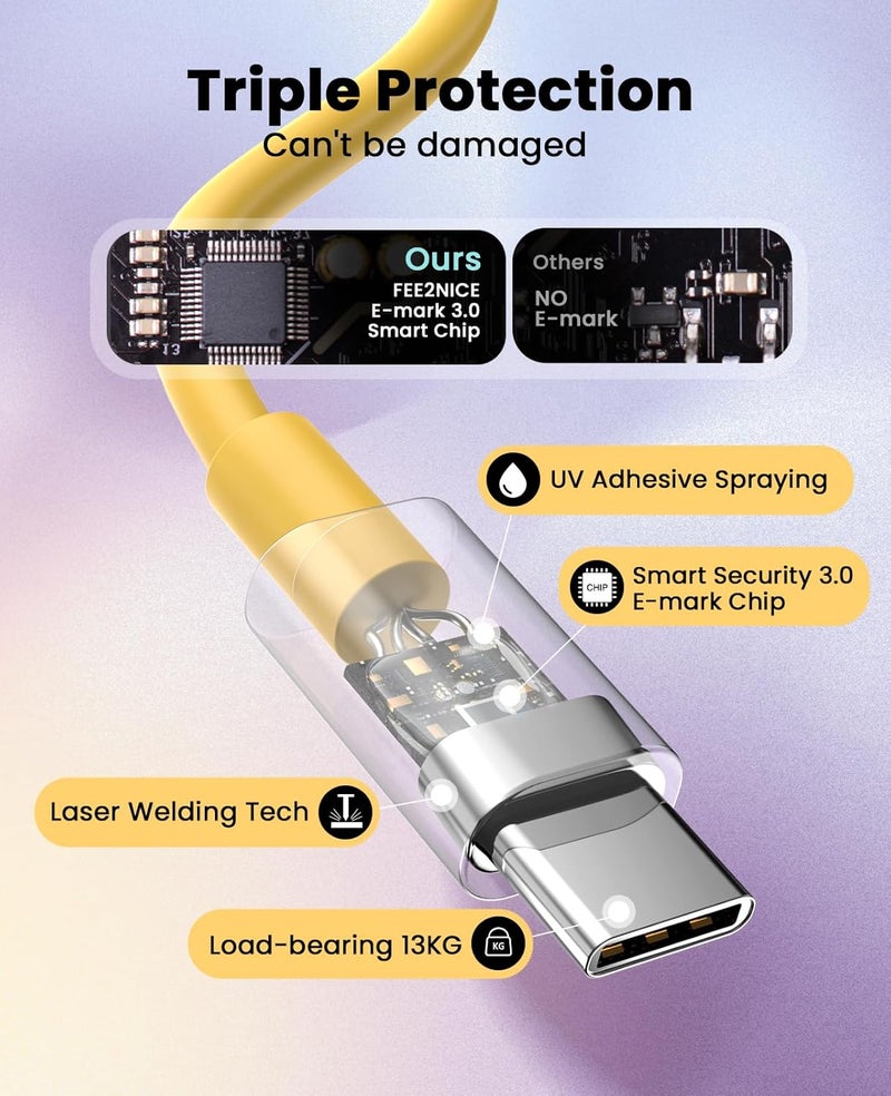 FEEL2NICE iPhone Charger Fast Charging 2 Pack Type C Wall Charger Block with 2 Pack [6FT&10FT] Long USB C to Lightning Cable for iPhone 14/13/12/12 Pro Max/11/Xs Max/XR/X,AirPods Pro,Yellow - Image 3